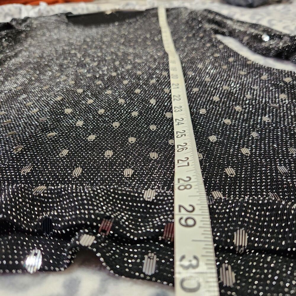 Joan Vass Tunic Top Mini Dress Size Medium Black Metallic Sheer - Picture 5 of 11
